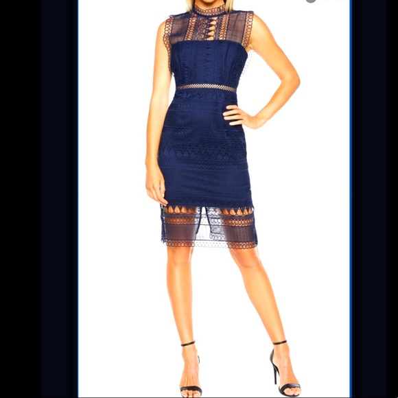 NWT Bardot Blue Mariana Lace Body-con Dress